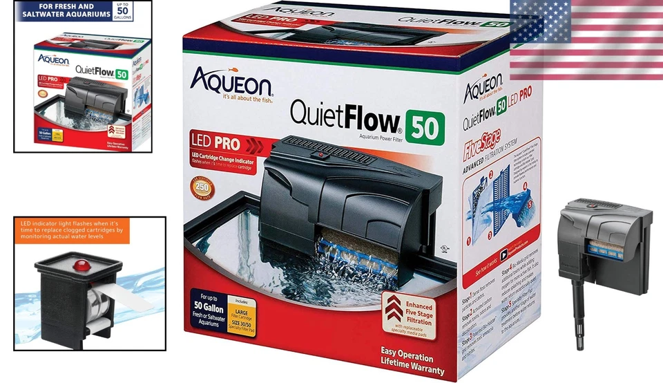 Super Silent Power Filter for 50 Gallons - Enhanced Filtration & LED Indicator - Image 2 of 4