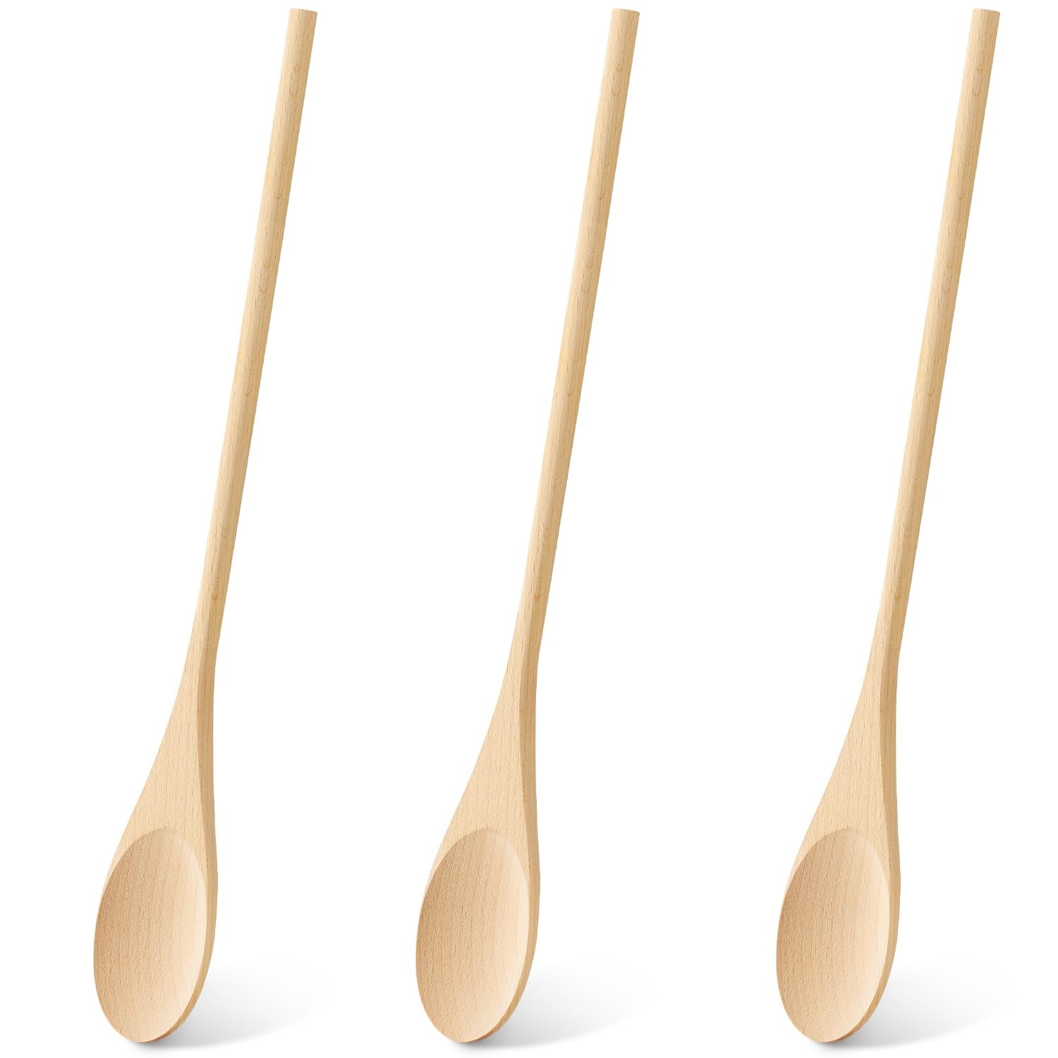 3 Pcs Wooden Spoons for Cooking, 12 Inches Long Handle Spoons for Mixing, Tastin