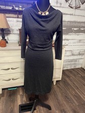 ANN TAYLOR charcoal gray Gathered Waist DRESS Women’s Size 4
