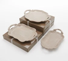 Temp-tations Woodland Set of (3) 10" Platters with Gift Boxes H225181 Taupe