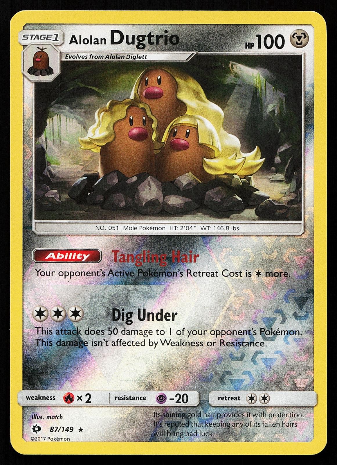 Alolan Dugtrio 87/149 Reverse Holo Rare Sun & Moon Base Set Pokemon Card