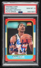 PSA/DNA 1986-87 Fleer Alex English #30 Certified Authentic Auto HOF 5ub