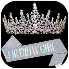 "BIRTHDAY GIRL Birthday Sash and Crowns for Women Crystal Birthday Sashes for...