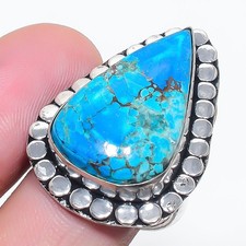 Tibetan Turquoise Pear Shape Gemstone Adjustable Ring Handmade Jewelry FR 2445