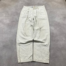 Tommy Hilfiger Chino Trousers Mens 34" Vintage 90s Pleated Relaxed Pants, Beige