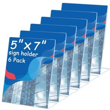 6 Pcs Acrylic Sign Holder 5 x 7 Inch, Plastic Picture Flyer Holder Vertical S...