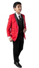Festive - Boys Tazio Red Two Button Flex Fit Tuxedo or Sport Coat Blazer Size 18
