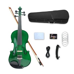 5 Chaîne nouvelle main faite électrique Violon Acoustique Solid bois Violon vert cas Bow