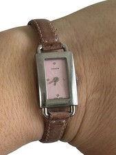 Vintage Coach 0219 Pink Dial Tank Watch Swiss 24x17mm Needs Battery