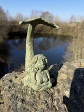 Cast Iron Tail Flicking Mermaid Garden Ornament - Metal Pond Sculpture Outdoor