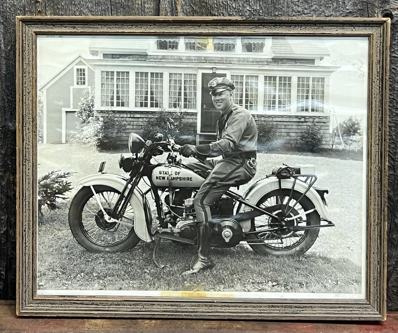 🔥1930's New Hampshire State Trooper On Police Motorcycle Harley-Davidson Photo