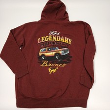 Ford Bronco Hoodie Sweatshirt XL Maroon Pullover Big Graphic  Huge Drawstring