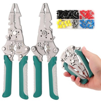 SYNFLUX 8-in-1 Electrician Pliers, Multifunction Wire Stripper Tool with Blue 