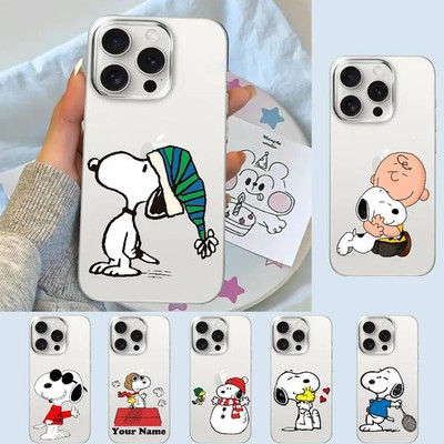 Kawaii Snoopy Case for iPhone 17 16 15 14 Pro Max Clear TPU Shockproof BackCover