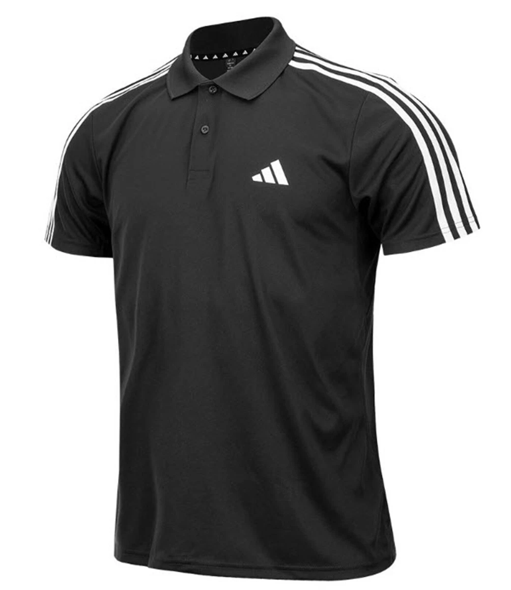 Adidas Men TR ESS Pique Polo Shirts Black Run T Shirt Casual Tee