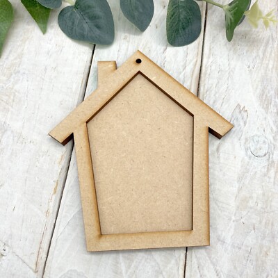 5 Pack MDF Wooden Christmas Bauble Photo Frame Make Your Own Decoration ...