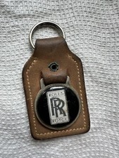 Vintage Rolls Royce Enamel & Leather Key Holder Fob Vantage Motor Works Miami FL