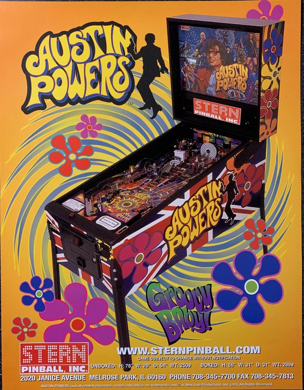 AUSTIN POWERS - Stern Pinball Flyer - 2001 Mike Myers Dr. Evil - Box Shipped 