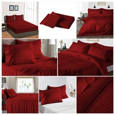 100% Cotton 800 Thread Count Burgundy Stripes Select Sheets OR Duvet Covers