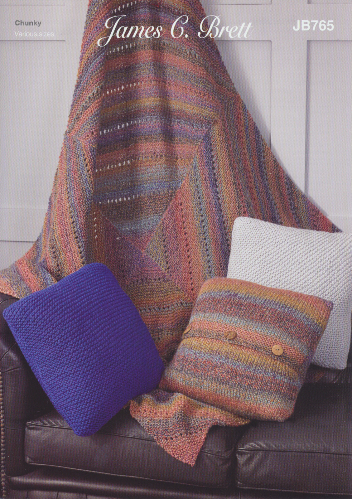 Knitting Pattern for Cushion Covers & Throw Blanket James Brett Chunky JB765