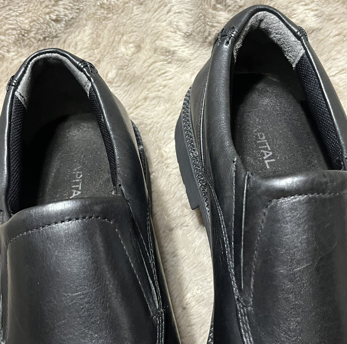 Capital by Rockport Black Leather SlipOn Loafers Dress Shoes  display picture 1