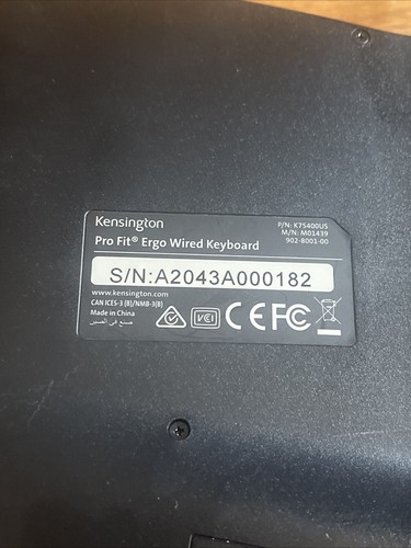 Black Kensington Pro Fit Ergo Wired Keyboard USB K75400US Tested Working - Picture 6 of 6