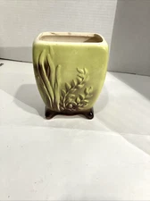 Vintage 1940-50’s Pottery Planter Green & Brown