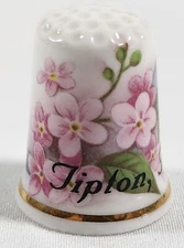 Vintage Tipton Iowa Fielder Keepsakes Fine Bone China Thimble Made In England 