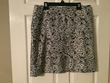    Talbots Blue Paisley Cotton Spandex Lined A Line Size 12 Skirt   