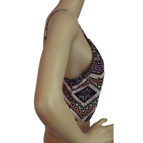 Express Crop Top Womens Large (12-14) Purple Geo Boho Print Tie Back Tank shirt - Picture 3 of 10