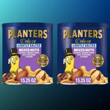 Planters Mixed Nuts, Lightly Salted Deluxe Mixed Nuts, 15.25 Ounce, 2 Pack