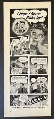 1946 Colgate Ribbon Dental Cream Tune in Kay Kyser NBC Network Vintage Print Ad