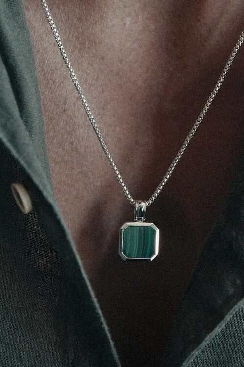 Green Malachite Men's Pendant 925 Sterling Silver Pendant Mens Jewelry - Изображение 2 из 3
