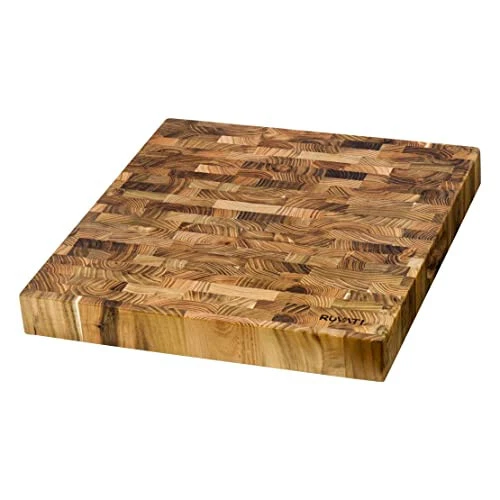 17 x 16 x 2 inch thick End-Grain Teak Butcher Block Solid Wood Large Workstation - Image 2 of 4