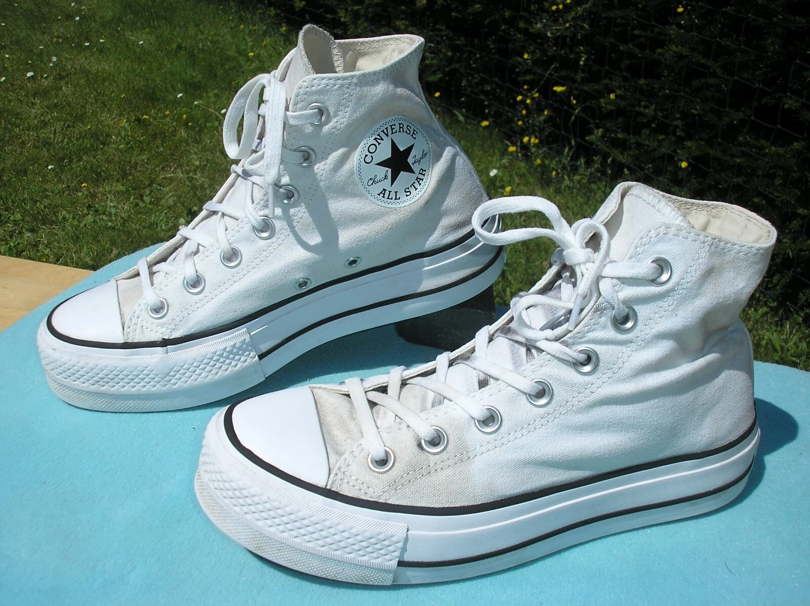 Sneaker originali CONVERSE Chucks Taylor HI taglia 37 5 bianche plateau!
