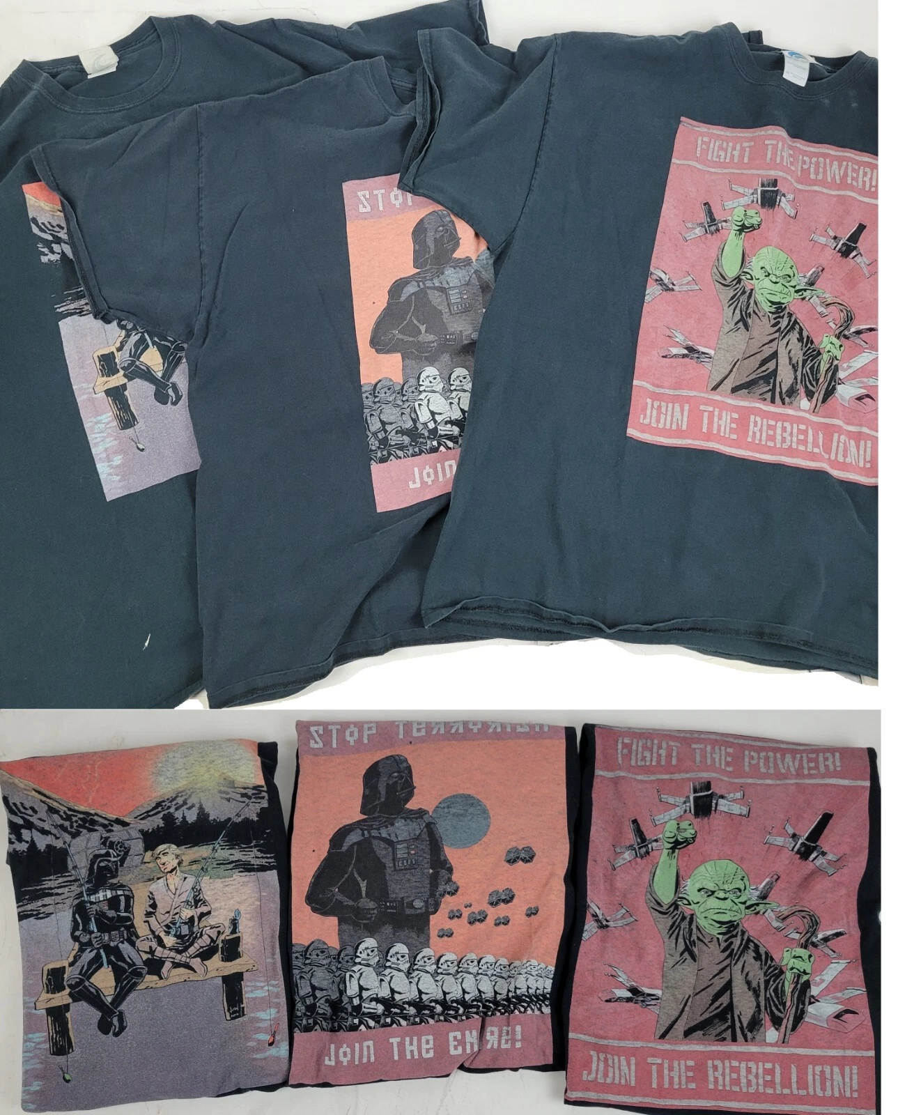 VTG 3x HTF Star Wars Coastal Classic Luke Darth Fishing Yoda Soviet Empire 2XL