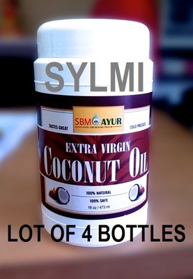 Lot of 4 16 oz Organic Extra Virgin Raw COCONUT OIL 16 oz/1 Lb/473ml Ayurvedic