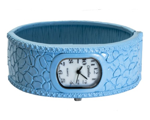 CAROLINA: WOMENS' BLUE OR PINK FINISH BANGLE WHITE DIAL ANALOG QUARTZ WATCH - Picture 2 of 13