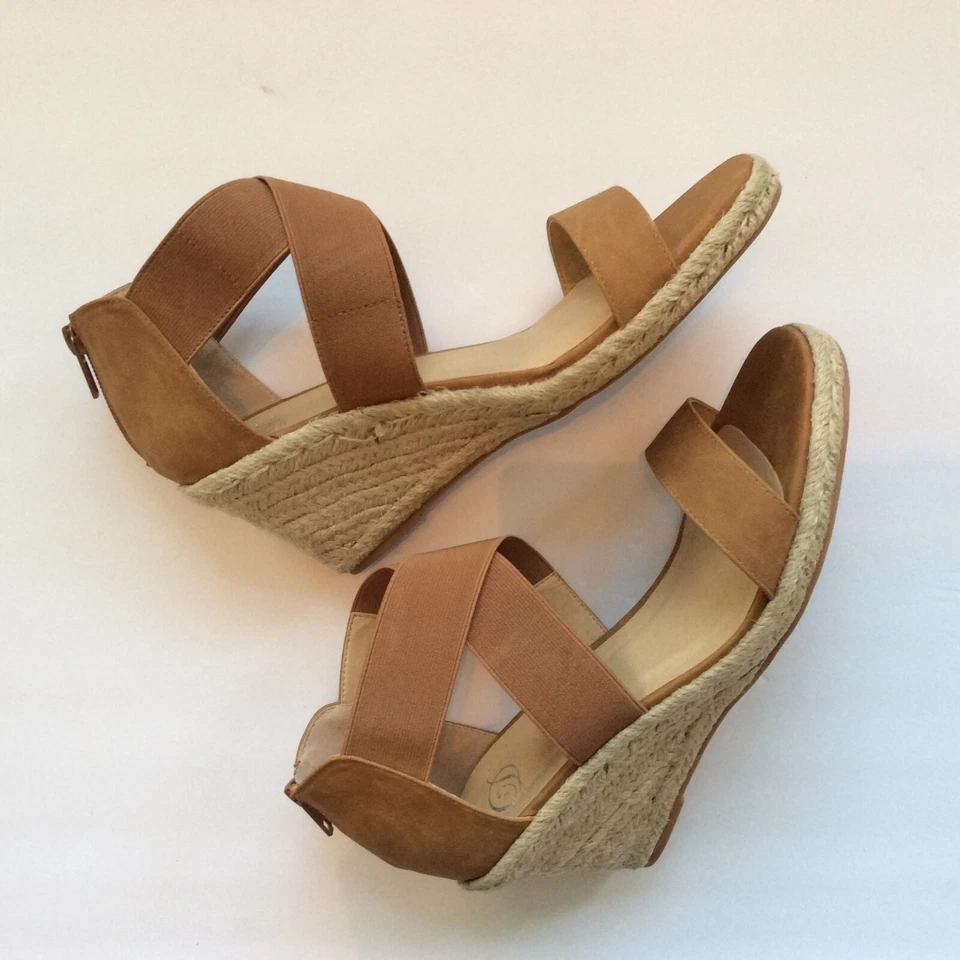 Zapatos para mujer Delicious Brand alpargatas cuñas correa cruzada camel talla 10 Foto 4 de 4