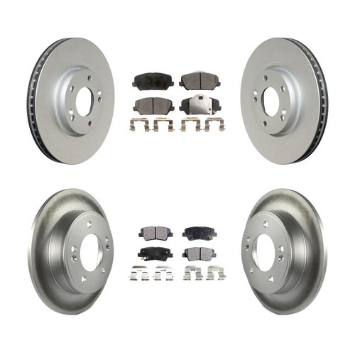 [Front+Rear] Coated Brake Rotors Semi-Metallic Pad Kit For Kia Forte Forte5 Koup - Picture 1 of 14