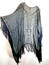 Biba Grey Heavily Beaded Kimono Evening Jacket Onesize Embellished Downton Boho