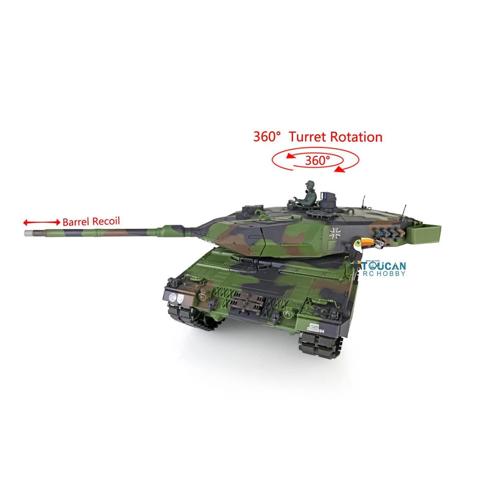 1/16 Henglong 7.0 Plastic Leopard2A6 3889 BB IR RC Tank W/ 360° Barrel Recoil - Image 4 of 4