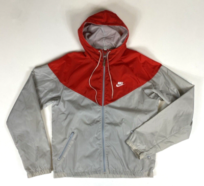 Vintage 80s Nike Nylon Windbreaker Jacket Hooded Lightweight Sz M 