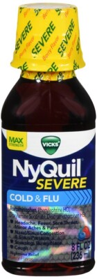 Vicks NyQuil Severe Cold & Flu Nighttime Relief Berry Flavor Liquid 8 Fl Oz