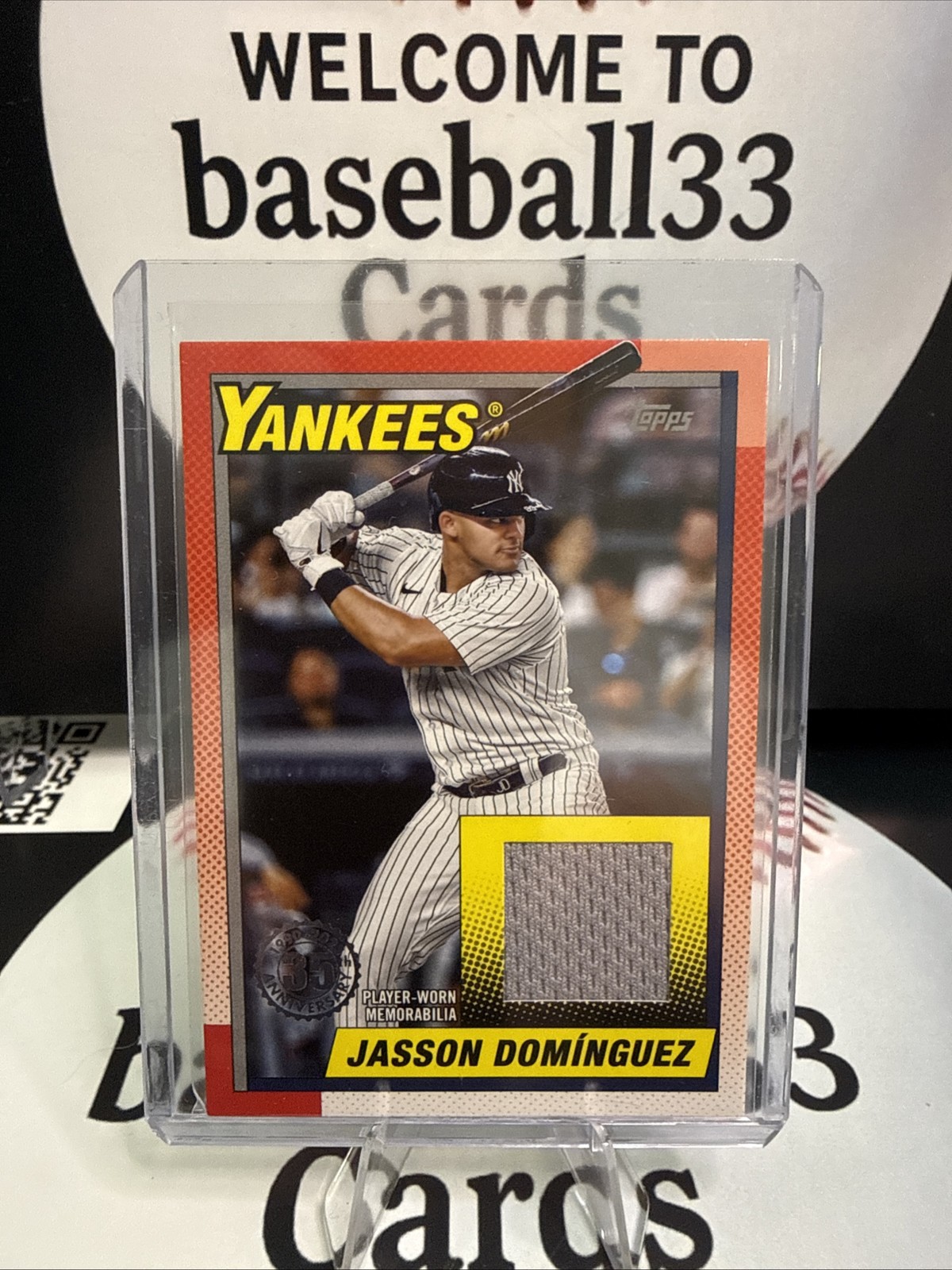 Jasson Dominguez #T90R-JD Baseball Cards 2025 Topps 1990 Relic trading card — raw and PSA graded price guide