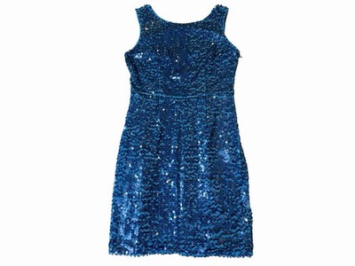 Mark New York Andrew Marc Turquoise Blue Sequin Women's Dress Sz 6 Prom Hoco EUC