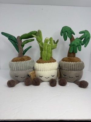 Russ Greenhouse Plush Potted Plant Lot of 3 Money Tree Bamboo Fiddle Tree