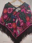 Mexican Hand Woven Black Poncho With Peacock — photo 3