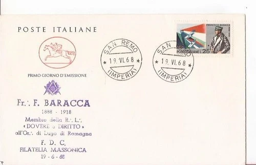 POSTAL HISTORY ENVELOPE FIRST DAY FRANCESCO BARACCA