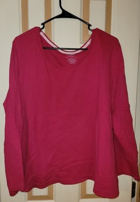 Womens Basic Editions 3x Pink Long Sleeve Shirt